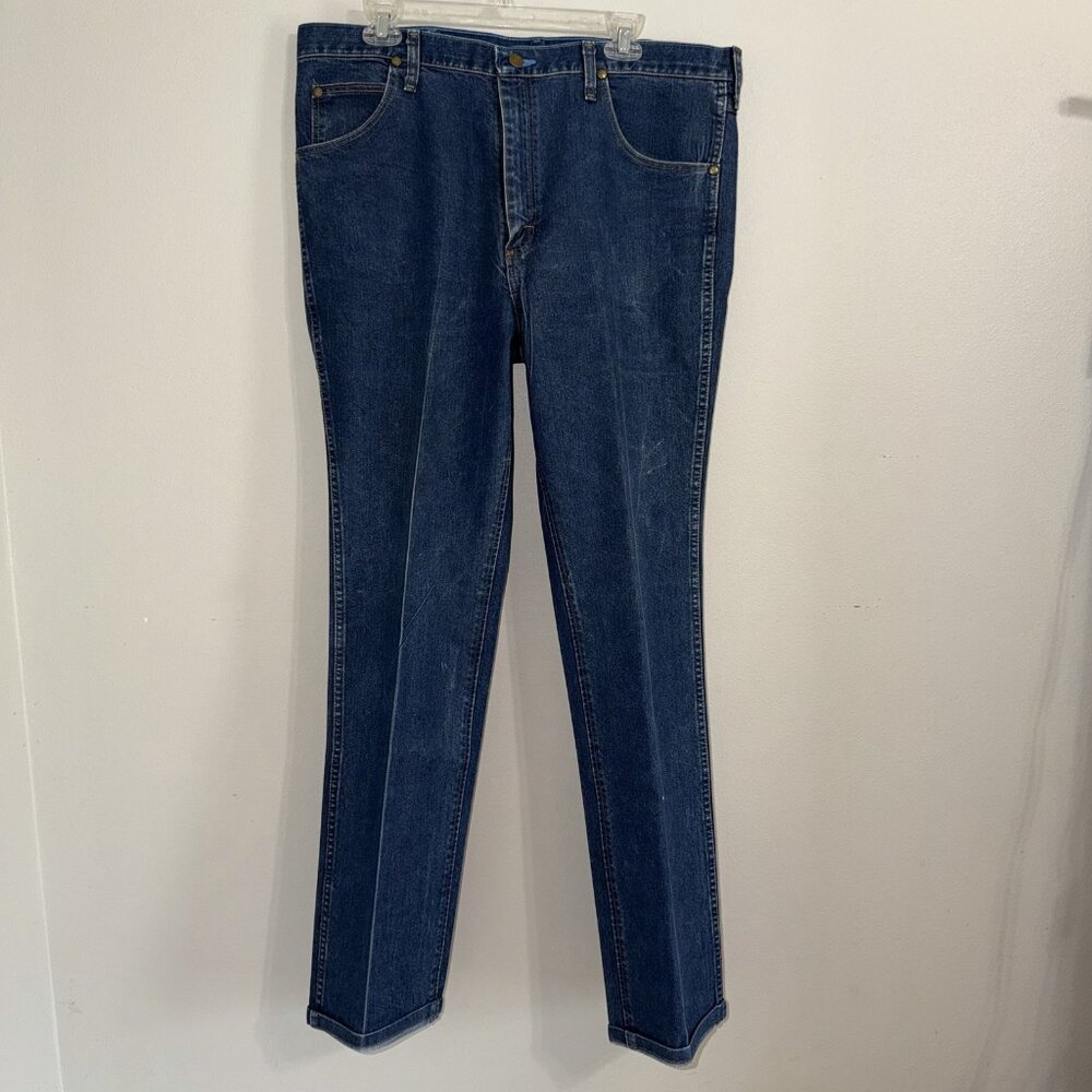 Wrangler Jeans Mens Blue Cool Vantage Cowboy‎ Cut 36 Slim Fit Work Denim Pocket